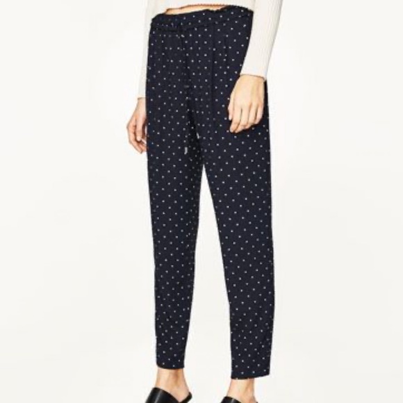 Zara Pants - Zara | Navy Polka Dot Jogger Pants